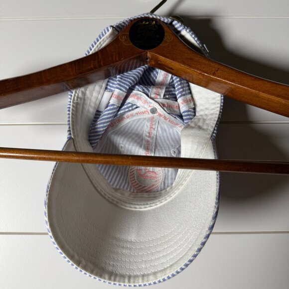 Vineyard Vines Kentucky Derby 2016 Blue & White Stripe with Pink Ball cap Hat - Picture 3 of 7